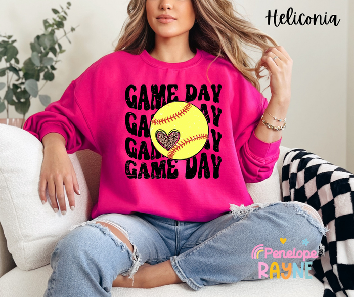 Game Day Softball-Leopard Heart