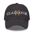 Asphalt Gladiator II embroidered dad hat front view showing the curved brim and crown design