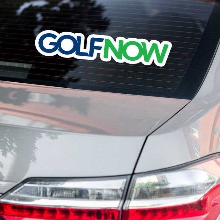 GolfNow decal on golf gear