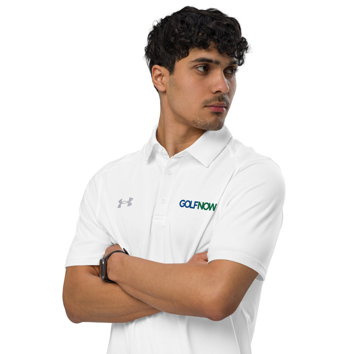 GolfNow Under Armour Men's Polo in Silver front view