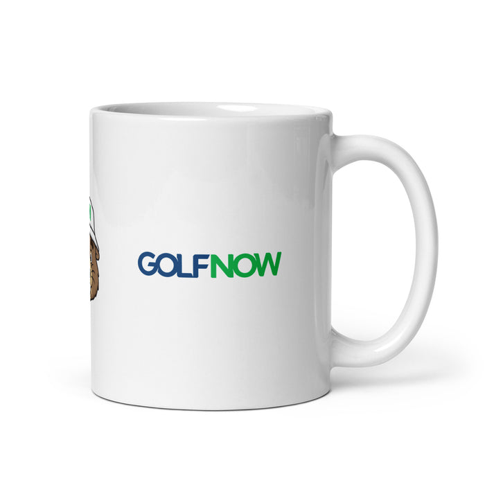 GolfNow White Mug Gopher front view showcasing playful artwork