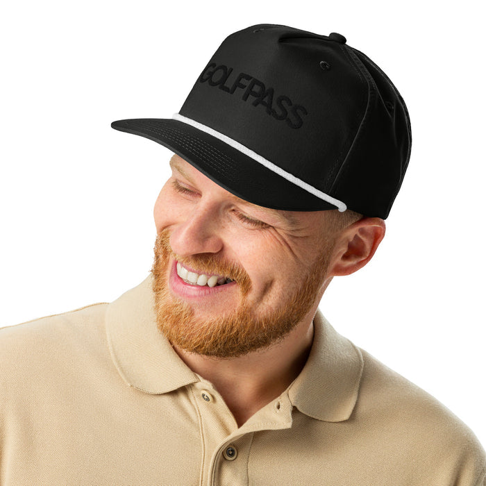 GolfPass Golf Rope Hat flat lay showing brim and fabric texture