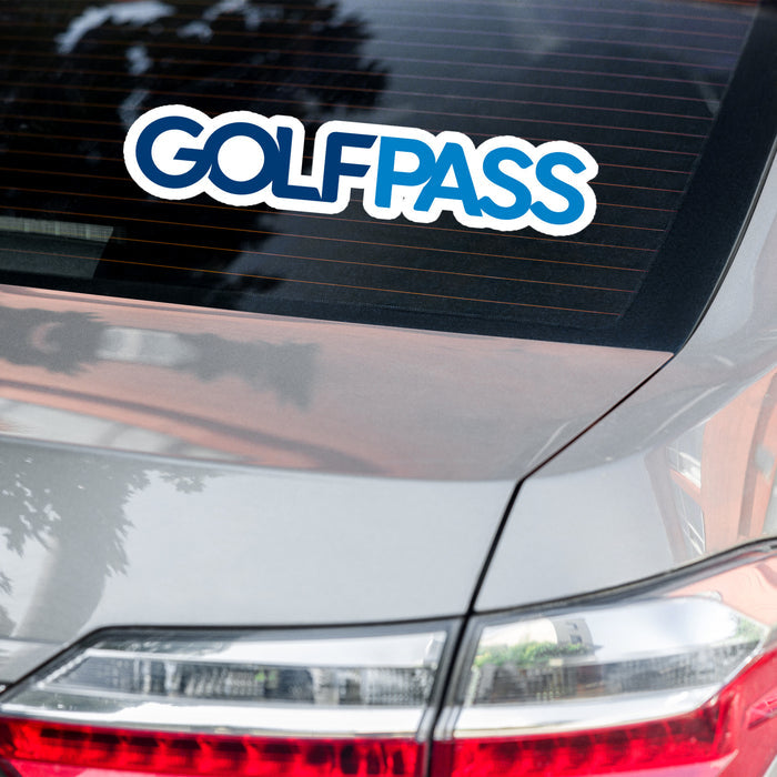 GolfPass Sticker Logo shown on a flat surface
