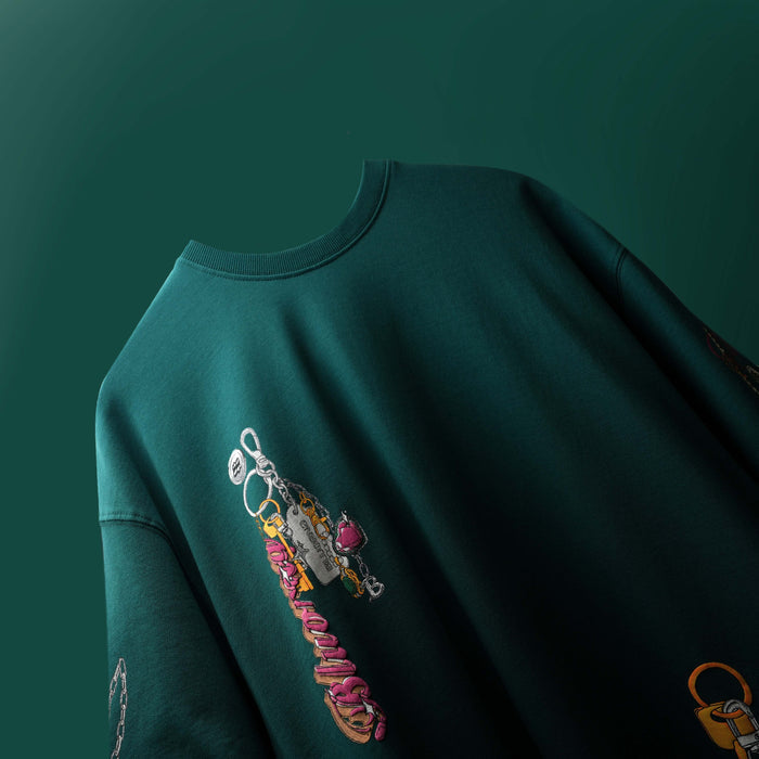 Premium Green Birds and Bling Oversized T-Shirt