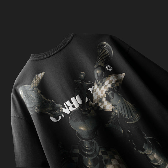 Grey Premium Back Print Chess T-Shirt