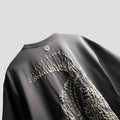 Grey premium oversized t-shirt crocodile graphic