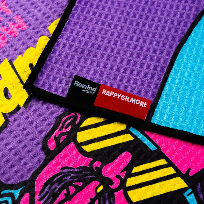Close-up of Happy Gilmore Grandma golf towel design