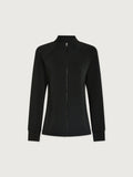 Black|Hayden Zip Through Black jacket, front-zip design with stand collar.