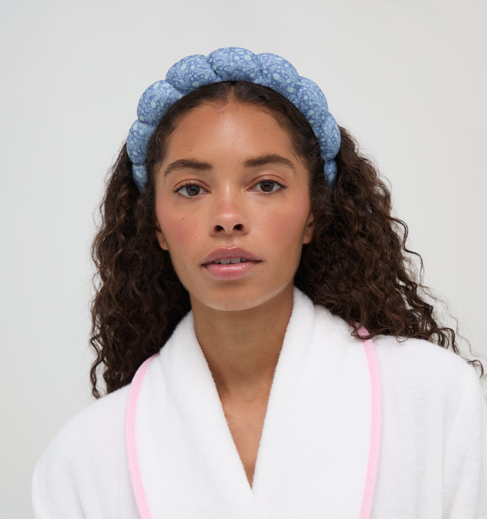 Hill House x Wet Brush Terry Scalloped Headband - Cornflower Ditsy Thistle