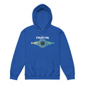 Royal blue youth pullover hoodie featuring a dynamic How To Train Your Dragon Learn To Fly graphic on the front chest
