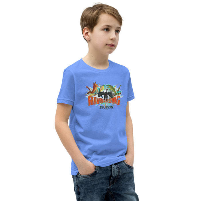 Folded view of the heather columbia blue cotton t-shirt showing the relaxed unisex fit