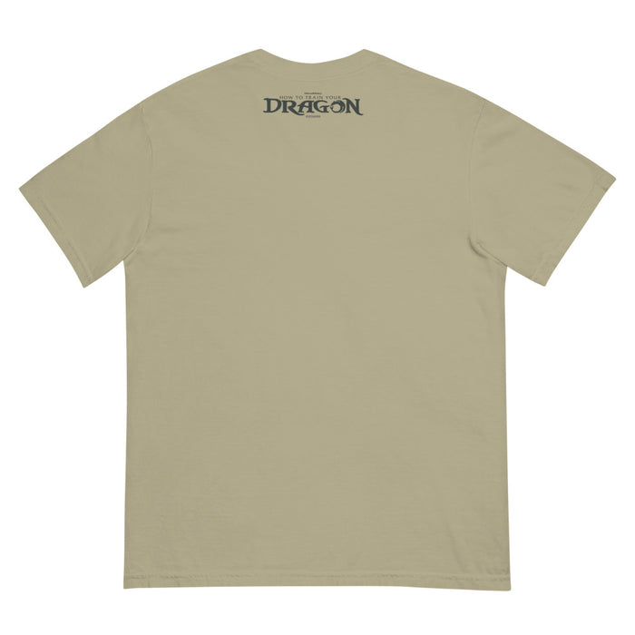Back view of the khaki How To Train Your Dragon t-shirt with a plain relaxed fit