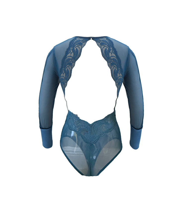 Hydros Lace, Velvet and Tulle Long Sleeve Bodysuit