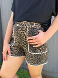 Jacqueline Leopard Denim Shorts