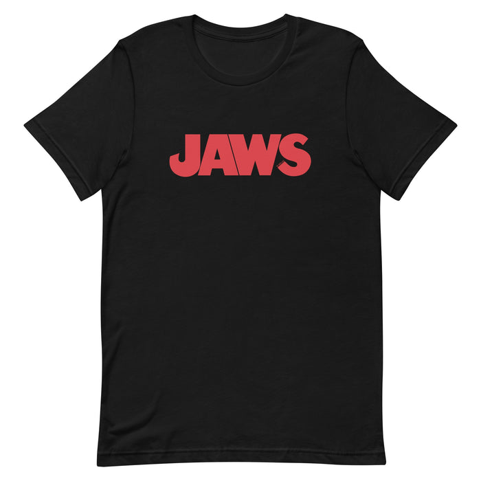 Jaws Logo T-Shirt in black featuring the iconic movie logo centered on the chest