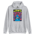Grey Jaws movie poster doodle hoodie front view featuring the classic film artwork centered on the chest