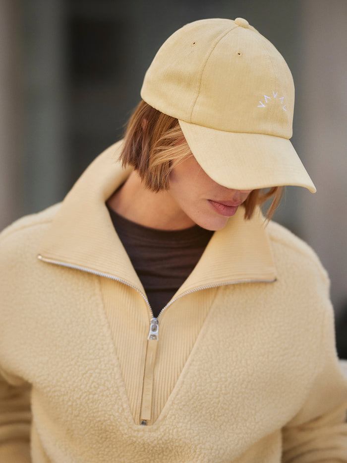 Reed Yellow|Jaylin Half Zip Fleece in Reed Yellow, a cozy fleece jacket with a half-zip neckline and bright yellow color.