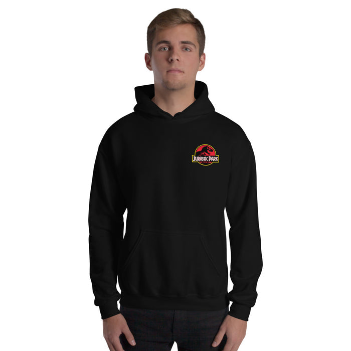 Grey color variant of the Jurassic Park dinosaurs hoodie front view