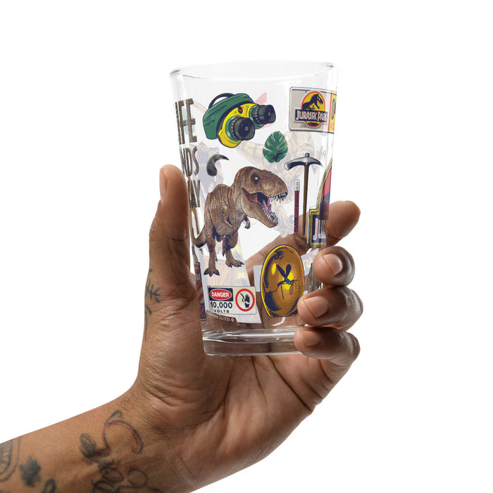 Side profile of the pint glass showing its classic tapered shape and sturdy glass construction