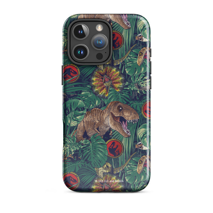 Back of Jurassic Park Jungle iPhone Tough Case showing the full jungle graphic design