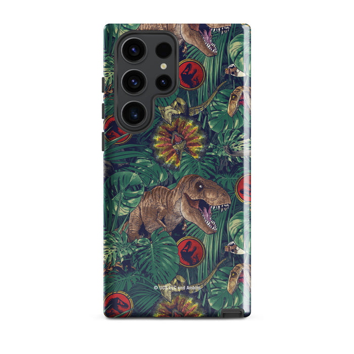 Top edge profile view of the Jurassic Park protective phone case