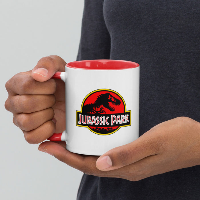 Side profile of the two-tone ceramic mug showing the comfortable matching handle