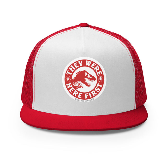 Interior label and stitching detail of the Jurassic Park licensed headwear