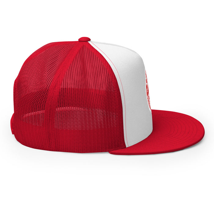 Folded view of the trucker hat showing the flexible brim and overall build