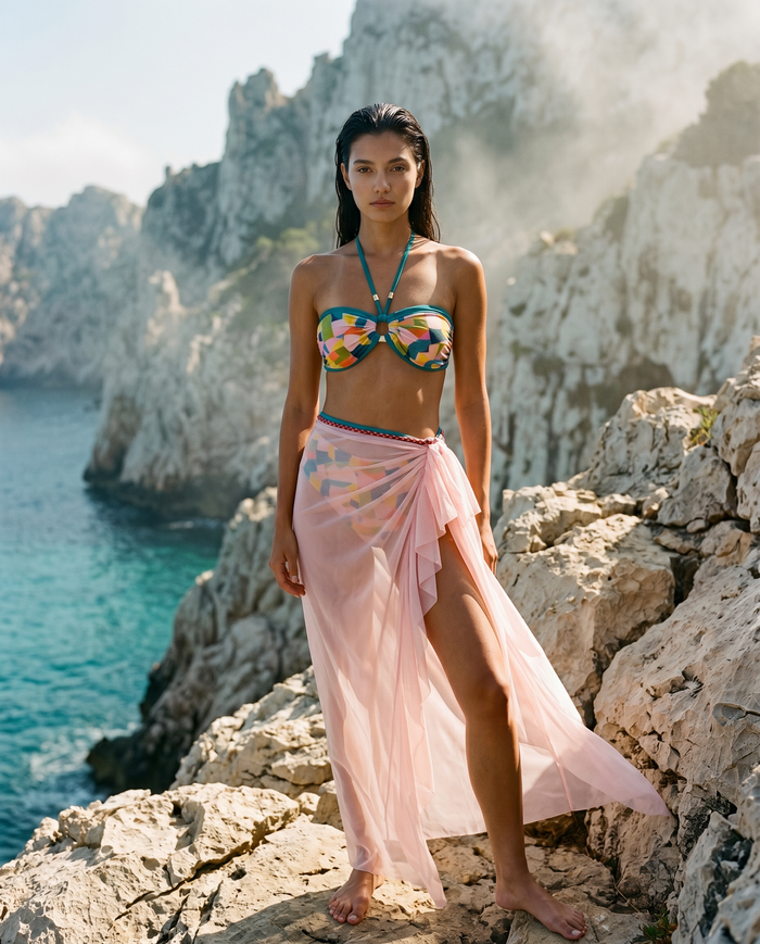 Kaleidoscope Sheer Mesh Sarong Skirt
