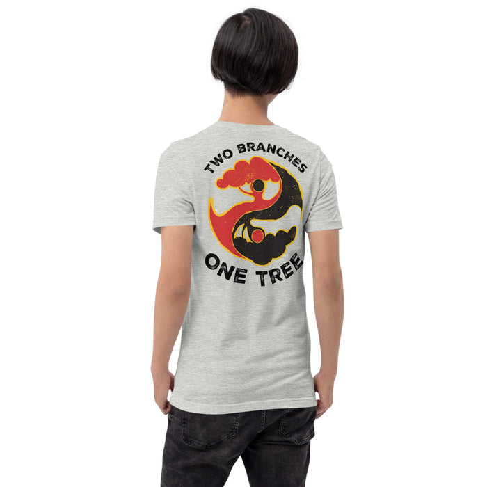 Folded athletic heather t-shirt stack highlighting the soft cotton fabric texture