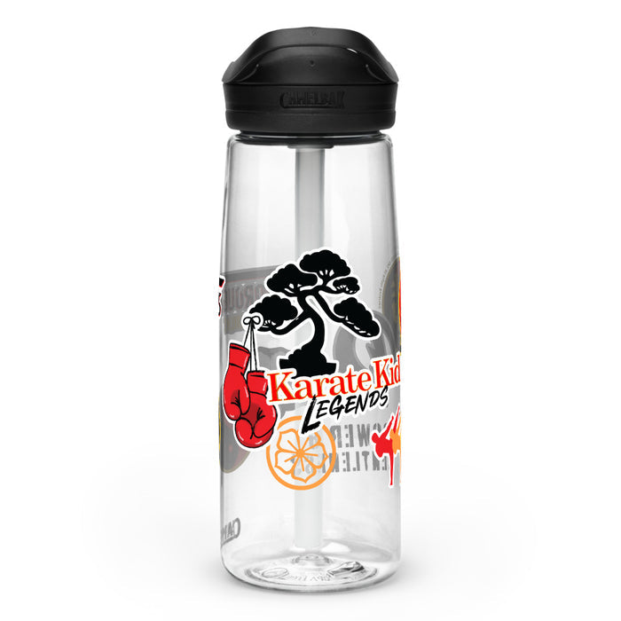Lifestyle setting of the Karate Kid water bottle positioned for dojo training or gym workouts