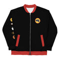 Front view of The Karate Kid Sweep The Leg bomber jacket in white with iconic film graphics