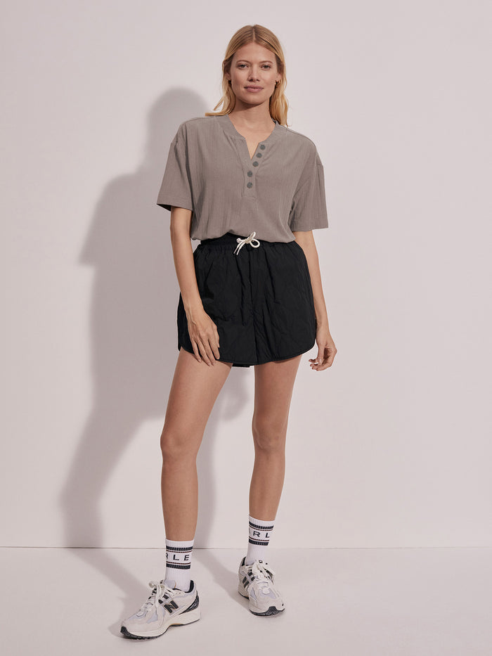 Kasey Mock Placket Rib Tee