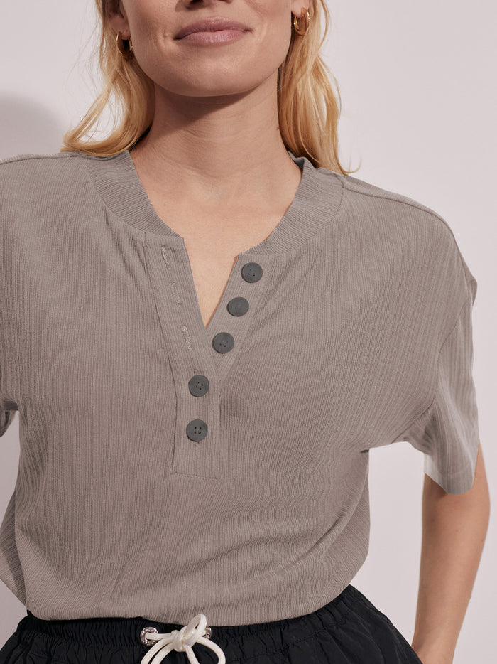 Kasey Mock Placket Rib Tee