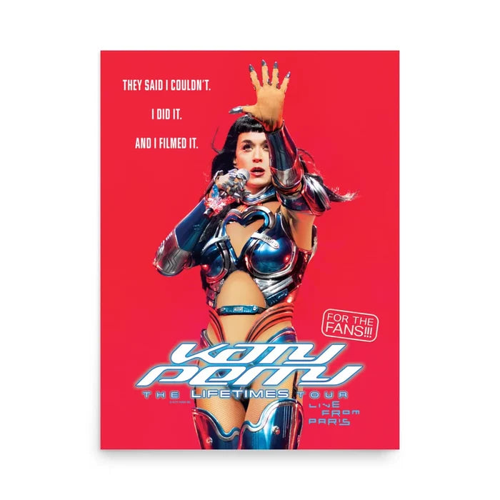 Official Katy Perry The Lifetimes Tour Live From Paris Poster featuring vibrant tour artwork