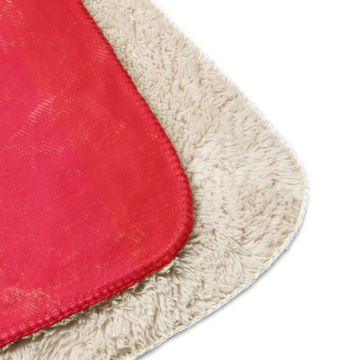 Close-up view of the ultra-soft textured Sherpa fabric and detailed tour artwork print