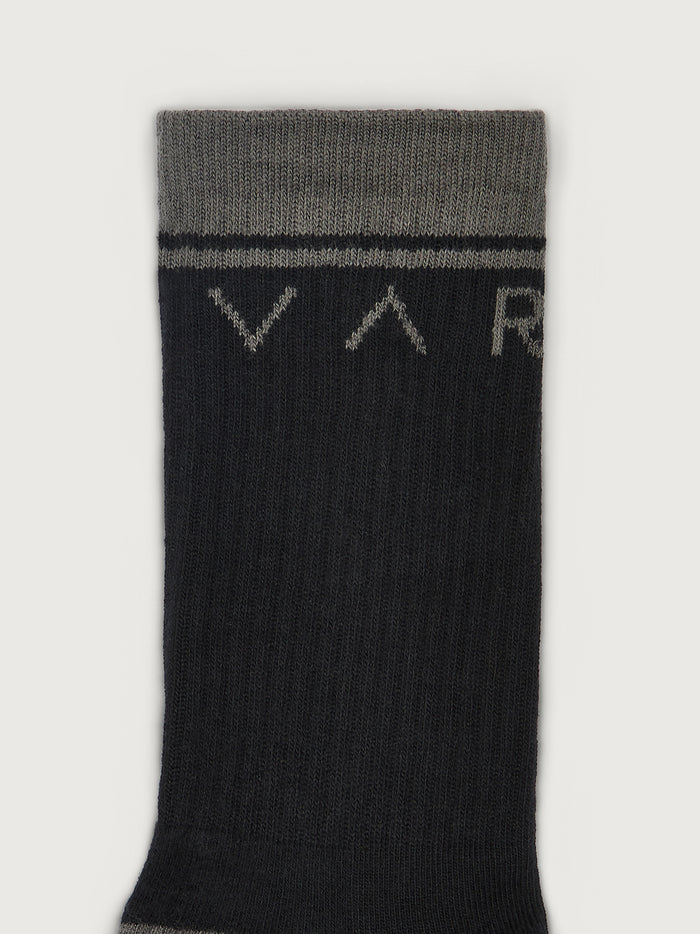 Phantom|Kendrick Grip Sock Phantom, front view of a sock with grip soles in the Phantom colorway, knitted fabric, athletic crew length.
