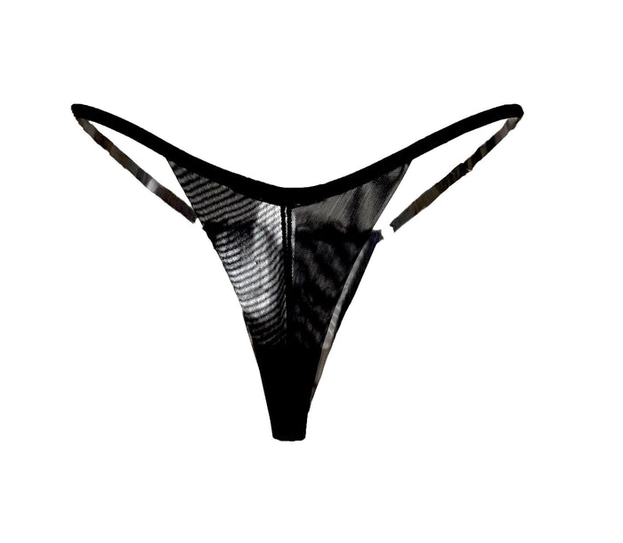 Kyoto Bicolor Lace and Tulle Strappy Thong - Carol Coelho Intimates