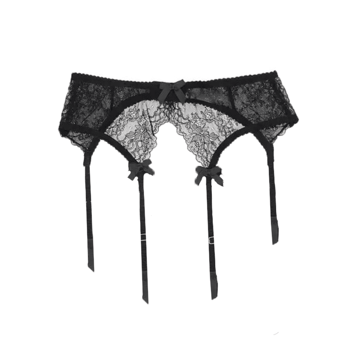 Kyoto Black Chantilly Lace Garter Belt - Carol Coelho Intimates