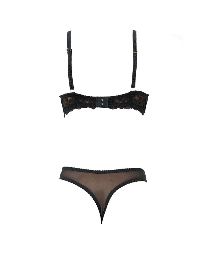 Kyoto Black Chantilly Lace Garter Belt - Carol Coelho Intimates