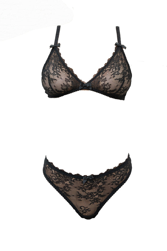 Kyoto Black Chantilly Lace Garter Belt - Carol Coelho Intimates