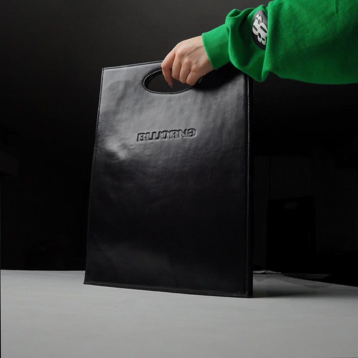 Leather Shopping Bag (Black) - Bluorng