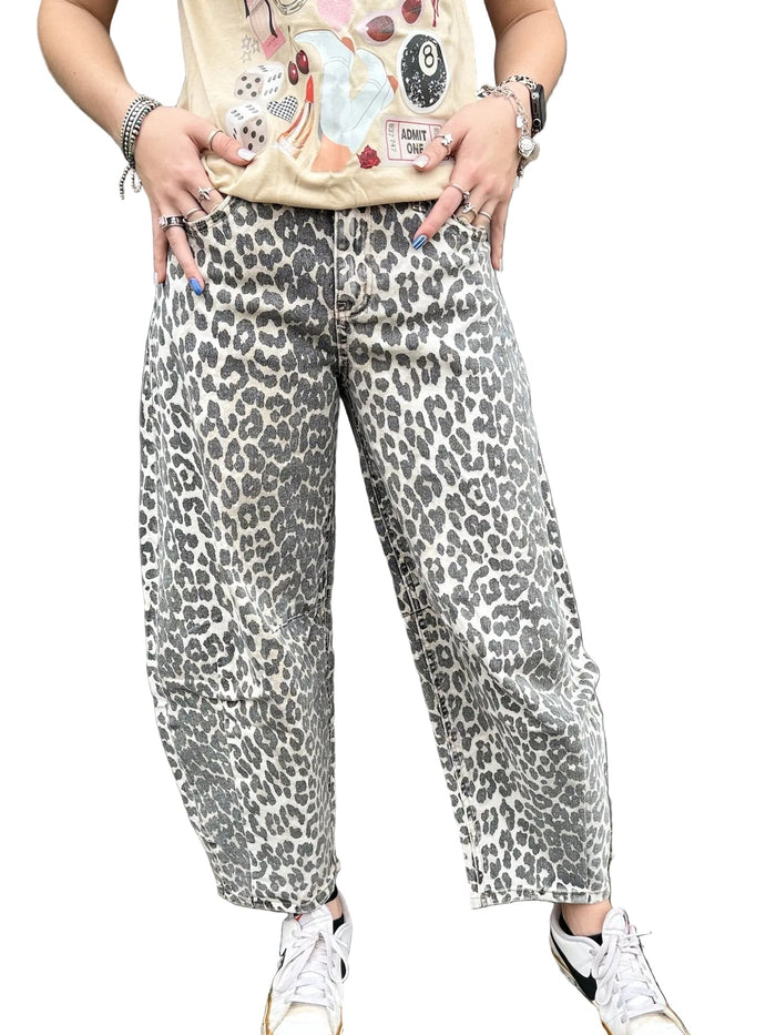 Leopard Barrel Jeans