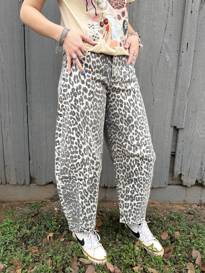 Leopard Barrel Jeans