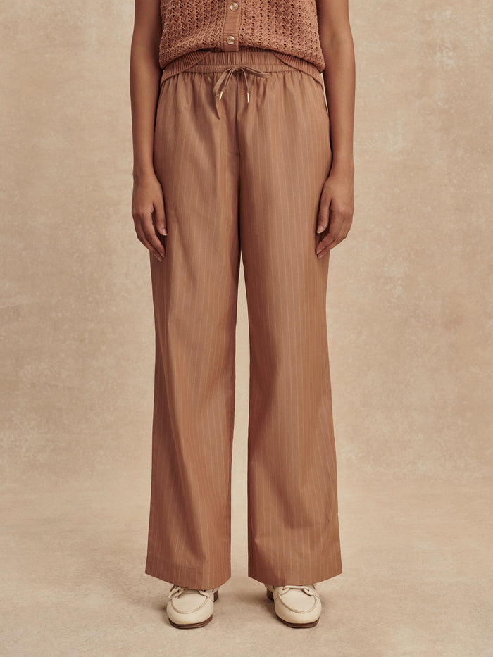 Light Cotton Stripe Straight Leg Pant