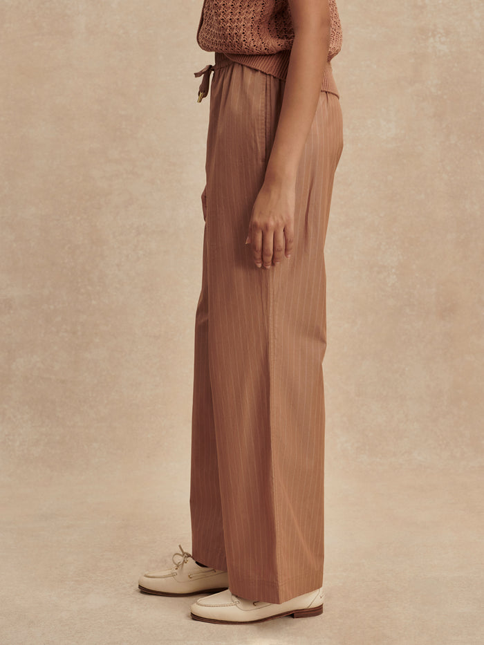 Light Cotton Stripe Straight Leg Pant