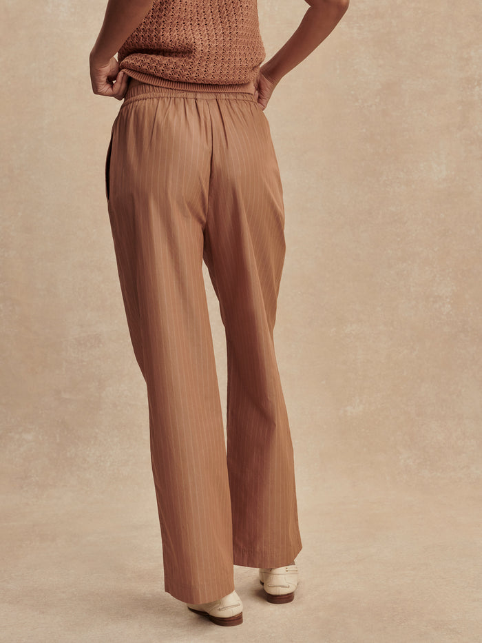 Light Cotton Stripe Straight Leg Pant