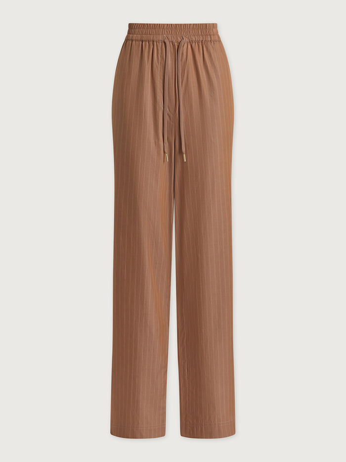Light Cotton Stripe Straight Leg Pant