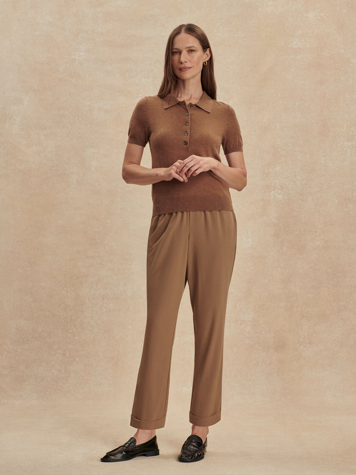 Taupe Stone|Front view of the Alana Slim Tapered Cuff Pant 2.0 in Taupe Stone (size 27), showcasing a slim tapered leg and cuffed hem.