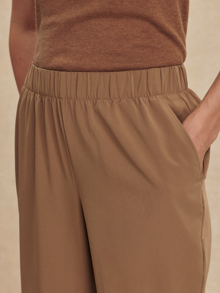 Taupe Stone|Alana Slim Tapered Cuff Pant 2.0 in Taupe Stone, front view showing a slim tapered leg with a cuff at the ankle.
